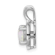 Sterling Silver Opal & Diamond Pendant with Rhodium Finish Elegant Birthstone Design