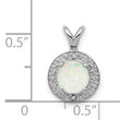 Sterling Silver Opal & Diamond Pendant with Rhodium Finish Elegant Birthstone Design