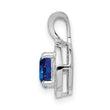 Sterling Silver Rhodium-Plated Sapphire & Diamond Pendant Polished, Elegant September Birthstone