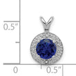 Sterling Silver Rhodium-Plated Sapphire & Diamond Pendant Polished, Elegant September Birthstone