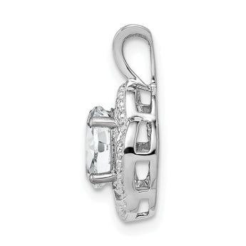 Sterling Silver White Topaz & Diamond Rhodium-Plated Pendant