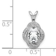 Sterling Silver White Topaz & Diamond Rhodium-Plated Pendant