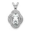 Sterling Silver White Topaz & Diamond Rhodium-Plated Pendant