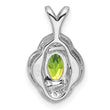 925 Sterling Silver Peridot & Diamond Pendant with Rhodium-Plated Finish August Birthstone