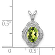 925 Sterling Silver Peridot & Diamond Pendant with Rhodium-Plated Finish August Birthstone