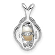 Sterling Silver Pearl & Diamond Pendant with Rhodium Finish Elegant June Birthstone