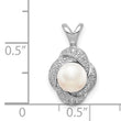 Sterling Silver Pearl & Diamond Pendant with Rhodium Finish Elegant June Birthstone
