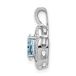Sterling Silver 925 Aquamarine & Diamond Rhodium-Plated Birthstone Pendant