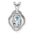 Sterling Silver 925 Aquamarine & Diamond Rhodium-Plated Birthstone Pendant