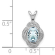 Sterling Silver 925 Aquamarine & Diamond Rhodium-Plated Birthstone Pendant
