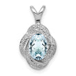 Sterling Silver 925 Aquamarine & Diamond Rhodium-Plated Birthstone Pendant