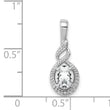 Sterling Silver Rhodium-Plated White Topaz & Diamond Oval Pendant