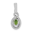 Sterling Silver Rhodium-Plated Peridot & Diamond Pendant Natural August Birthstone