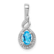 Sterling Silver Swiss Blue Topaz & Diamond Rhodium-Plated Birthstone Pendant