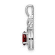 925 Sterling Silver Rhodium-Plated Garnet & Diamond Pendant Natural January Birthstone Elegant Design