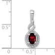 925 Sterling Silver Rhodium-Plated Garnet & Diamond Pendant Natural January Birthstone Elegant Design