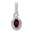 925 Sterling Silver Rhodium-Plated Garnet & Diamond Pendant Natural January Birthstone Elegant Design