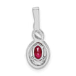 Sterling Silver Rhodium-Plated Created Ruby & Diamond Birthstone Pendant July Elegance