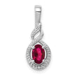 Sterling Silver Rhodium-Plated Created Ruby & Diamond Birthstone Pendant July Elegance