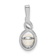 Sterling Silver Pearl & Diamond Pendant with Rhodium-Plated Finish