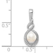 Sterling Silver Pearl & Diamond Pendant with Rhodium-Plated Finish