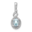 Sterling Silver Aquamarine & Diamond Pendant with Rhodium Plating March Birthstone Elegance