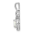 Rhodium-Plated Sterling Silver Opal & Diamond Pendant Elegant October Birthstone Design