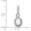 Rhodium-Plated Sterling Silver Opal & Diamond Pendant Elegant October Birthstone Design