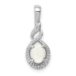 Rhodium-Plated Sterling Silver Opal & Diamond Pendant Elegant October Birthstone Design