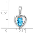 Sterling Silver Swiss Blue Topaz & Diamond Pendant with Rhodium-Plated Finish