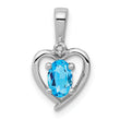 Sterling Silver Swiss Blue Topaz & Diamond Pendant with Rhodium-Plated Finish