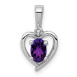 925 Sterling Silver Rhodium-Plated Amethyst & Diamond Pendant Elegant February Birthstone