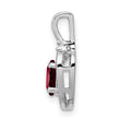 Sterling Silver Garnet & Diamond Pendant, Rhodium-Plated, January Birthstone