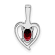 Sterling Silver Garnet & Diamond Pendant, Rhodium-Plated, January Birthstone