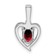 Sterling Silver Garnet & Diamond Pendant, Rhodium-Plated, January Birthstone - Birthstone Company