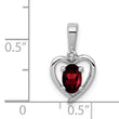 Sterling Silver Garnet & Diamond Pendant, Rhodium-Plated, January Birthstone