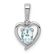 Sterling Silver 925 Aquamarine & Diamond Rhodium-Plated Pendant Elegant March Birthstone