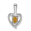 Sterling Silver Rhodium-Plated Citrine & Diamond Pendant Elegant November Birthstone Piece