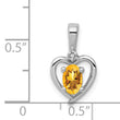 Sterling Silver Rhodium-Plated Citrine & Diamond Pendant Elegant November Birthstone Piece