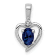 Sterling Silver Sapphire & Diamond Pendant with Rhodium Plating September Birthstone