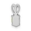 Sterling Silver Rhodium-Plated Peridot Birthstone Pendant, Polished Oval Cut