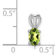 Sterling Silver Rhodium-Plated Peridot Birthstone Pendant, Polished Oval Cut