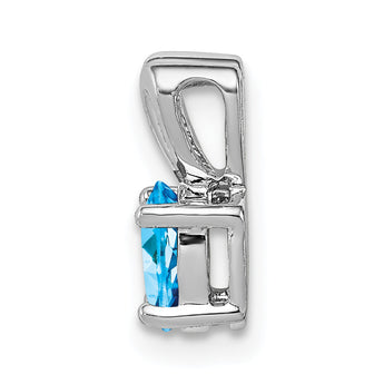 Sterling Silver Rhodium-Plated Blue Topaz Pendant with Polished Finish
