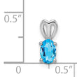 Sterling Silver Rhodium-Plated Blue Topaz Pendant with Polished Finish