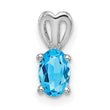 Sterling Silver Rhodium-Plated Blue Topaz Pendant with Polished Finish