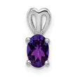 Sterling Silver Rhodium-Plated Amethyst Pendant with Polished Finish