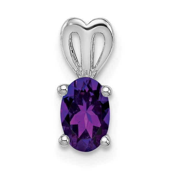Sterling Silver Rhodium-Plated Amethyst Pendant with Polished Finish