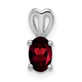 Sterling Silver Rhodium-Plated Garnet Pendant, Oval Prong Set, January Birthstone