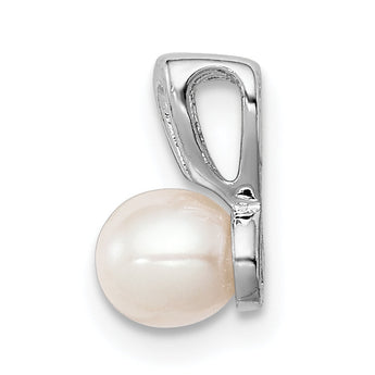 Sterling Silver Rhodium-Plated Freshwater Pearl Pendant Elegant Polished Finish