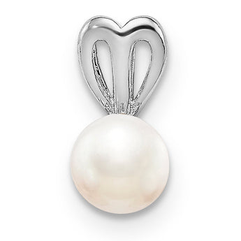 Sterling Silver Rhodium-Plated Freshwater Pearl Pendant Elegant Polished Finish